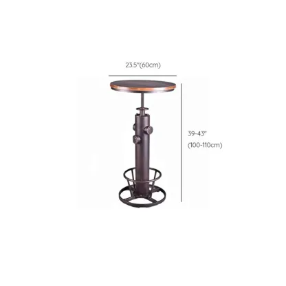 Adjustable Height Industrial Wood Metal Round Bar Table Image - 10