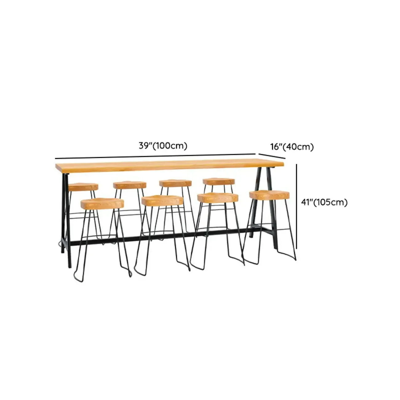 Modern Natural Wood Metal Trestle Bar Tables for Bistro #size