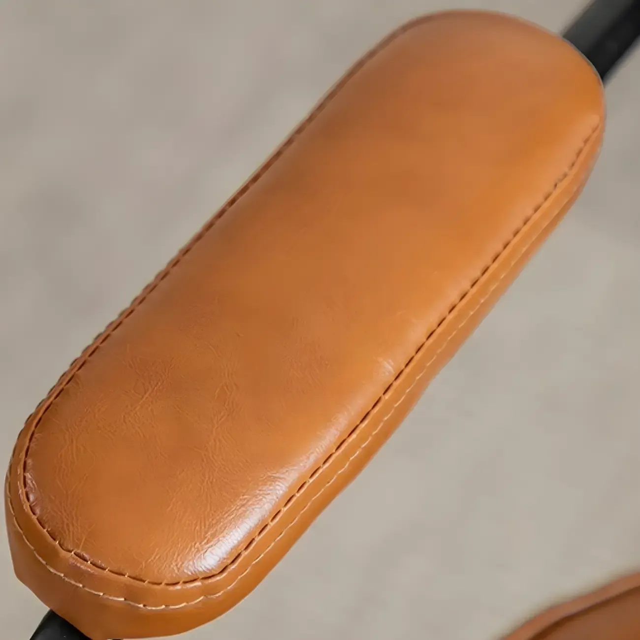 Modern Tan Leather Adjustable Swivel Office Chair Image - 8