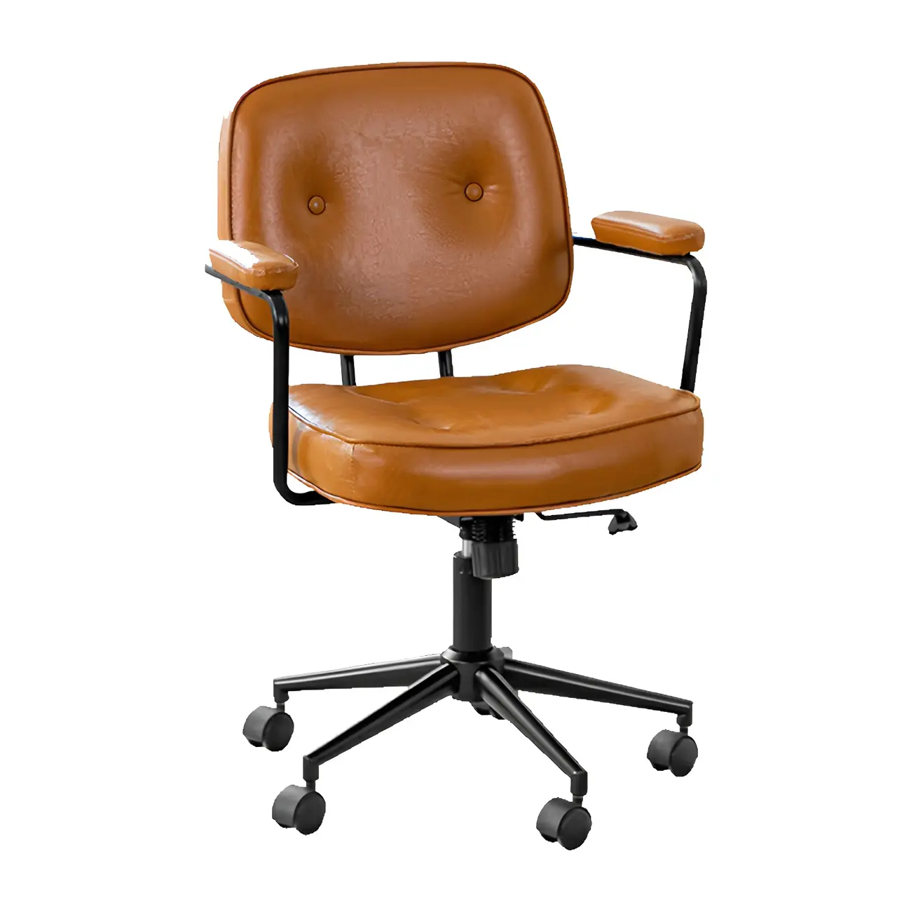 Modern Tan Leather Adjustable Swivel Office Chair Image - 10 | homeyfad