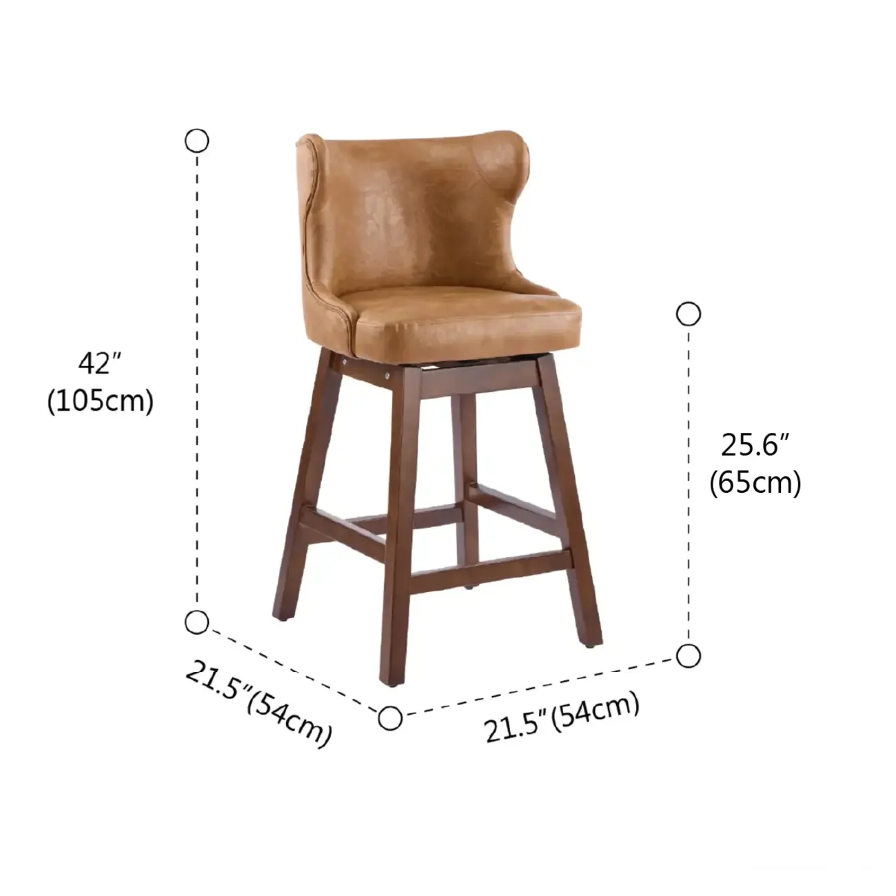 Mid-century Modern Upholstered Swivel Bar Height Bar Stools Set of 2 #size | homeyfad