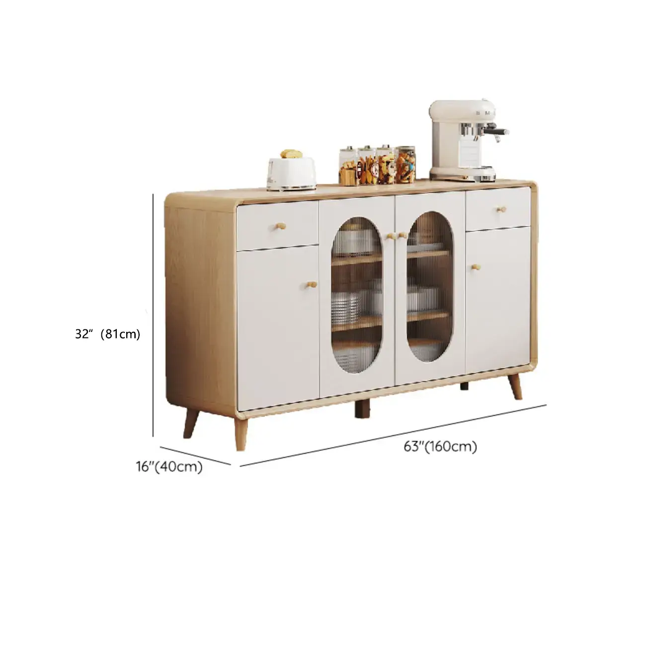 Modern Natural Finish Cabinet with Exterior Shelf  & Drawers Image - 15 | homeyfad