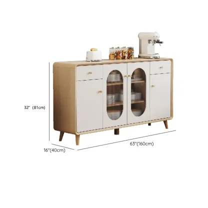 Modern Natural Finish Cabinet with Exterior Shelf  & Drawers Image - 15