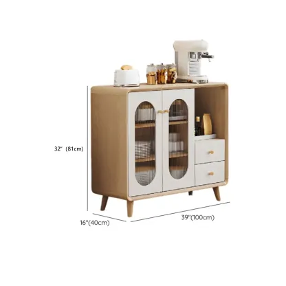 Modern Natural Finish Cabinet with Exterior Shelf  & Drawers #size