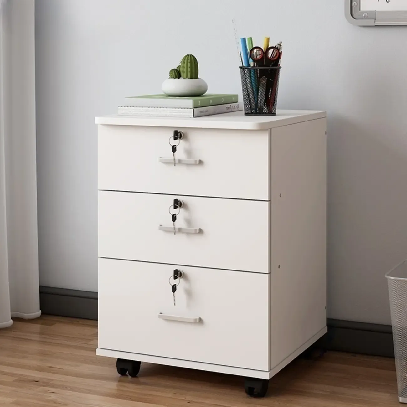 Classic Wooden Filing Cabinets with 3-Locking Drawers for Office Image - 1
