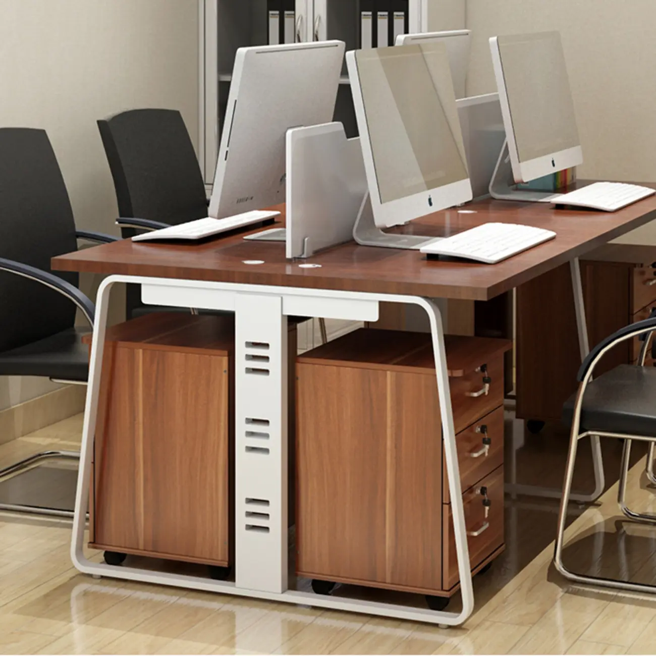 Classic Wooden Filing Cabinets with 3-Locking Drawers for Office Image - 4 | homeyfad