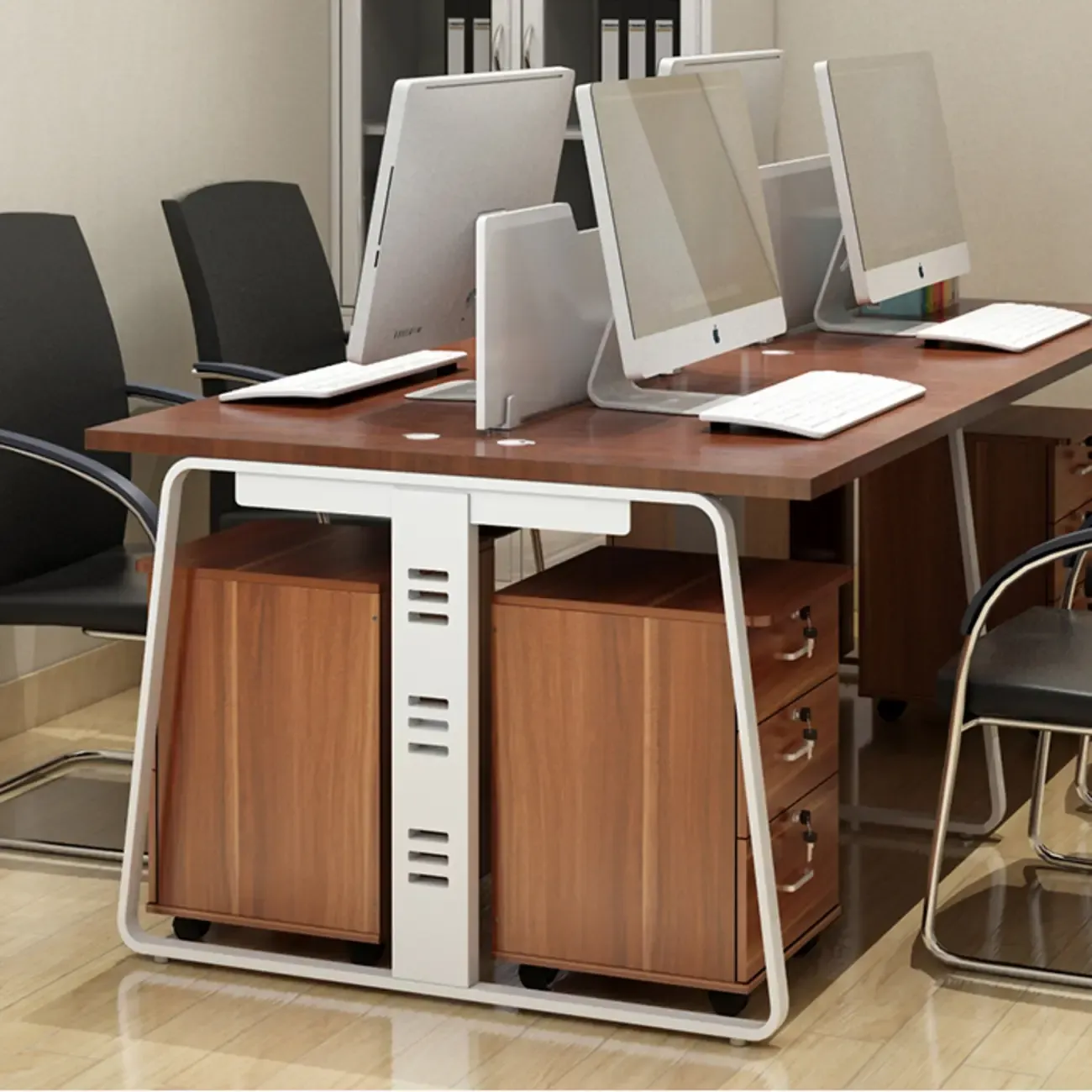 Classic Wooden Filing Cabinets with 3-Locking Drawers for Office Image - 4