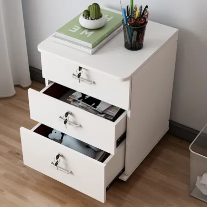 Classic Wooden Filing Cabinets with 3-Locking Drawers for Office Image - 8