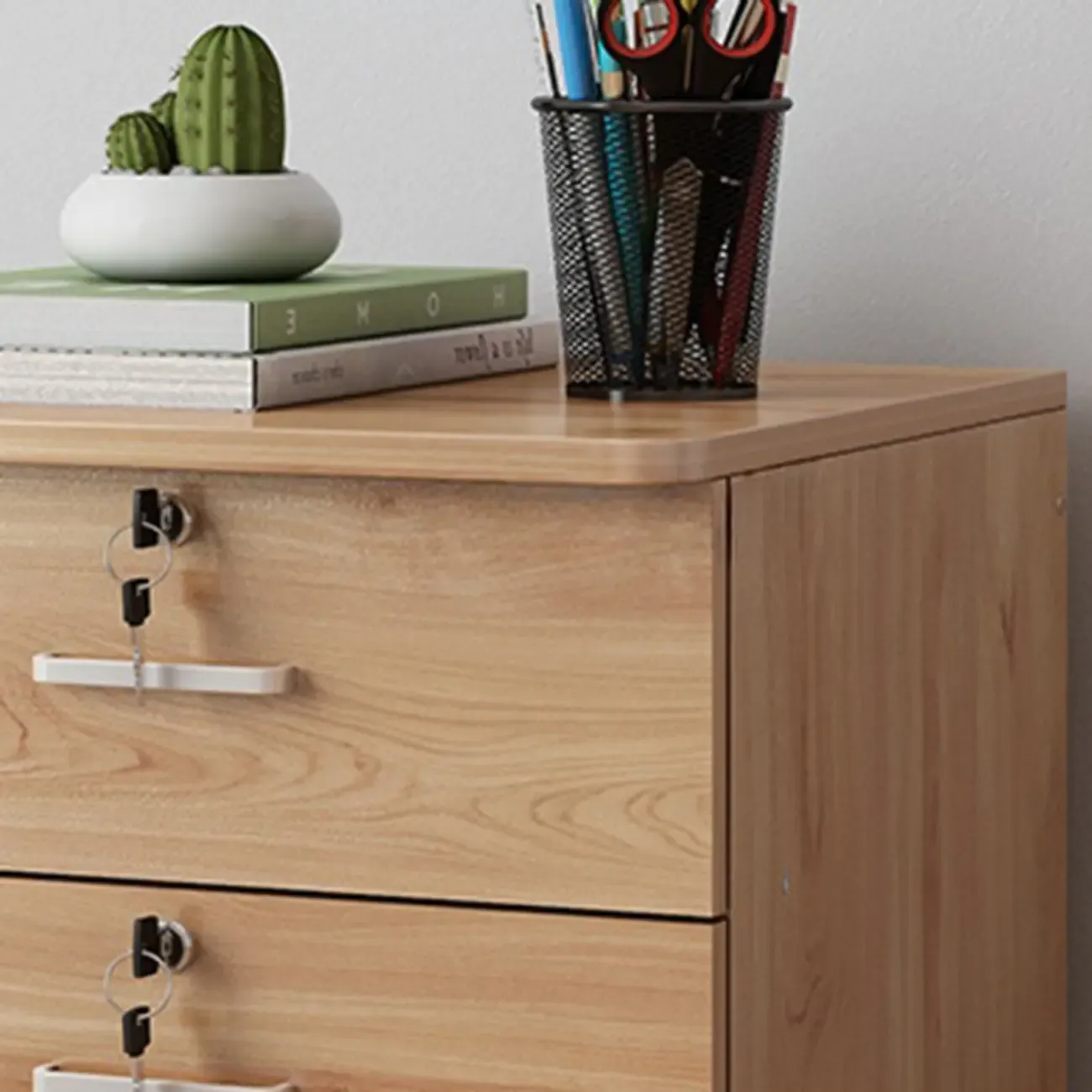 Classic Wooden Filing Cabinets with 3-Locking Drawers for Office Image - 12