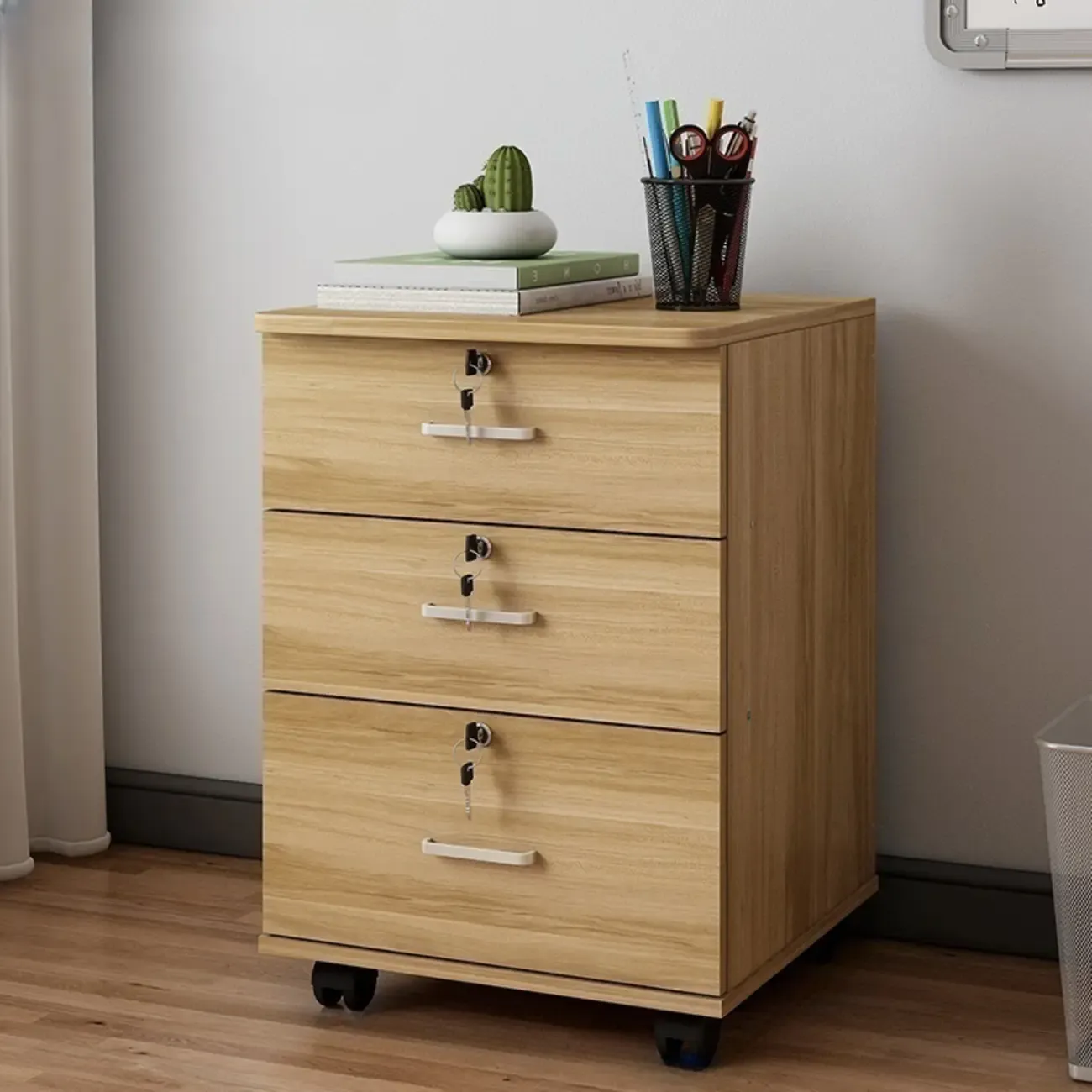 Classic Wooden Filing Cabinets with 3-Locking Drawers for Office Image - 2