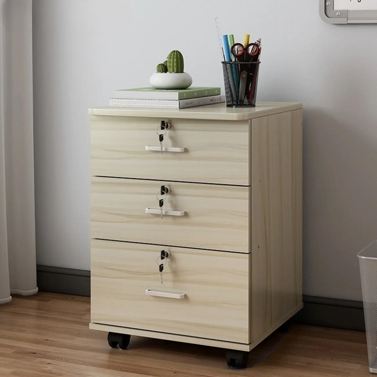 Classic Wooden Filing Cabinets with 3-Locking Drawers for Office Image - 16 | homeyfad