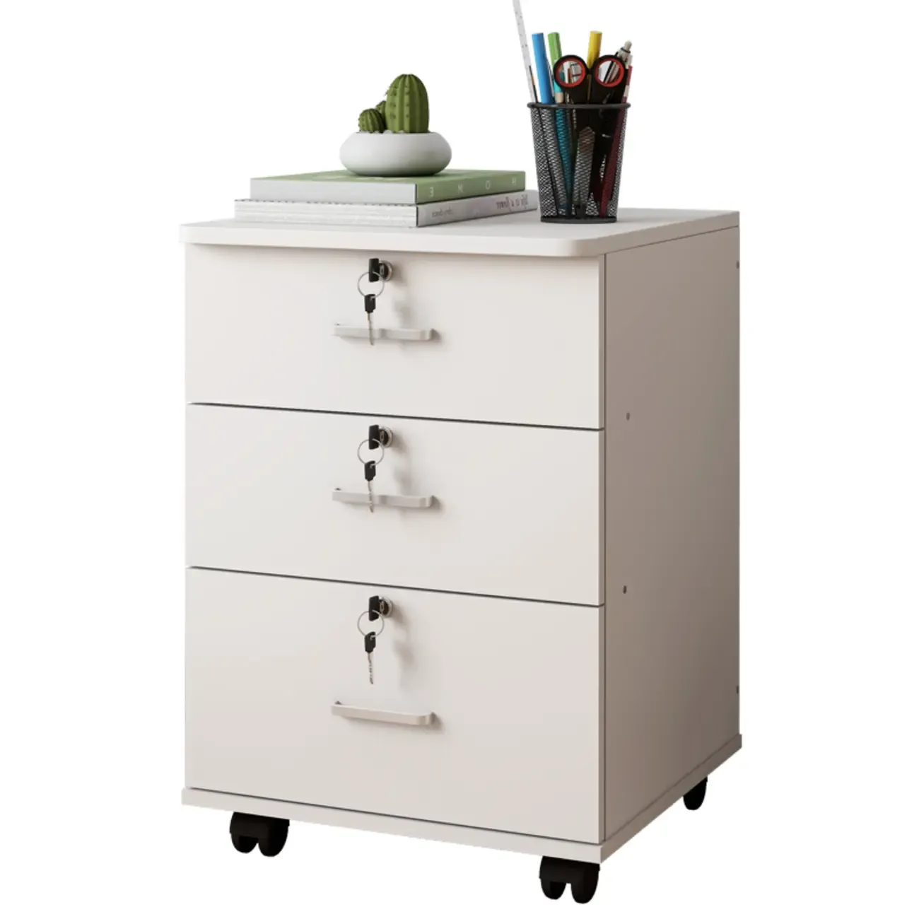 Classic Wooden Filing Cabinets with 3-Locking Drawers for Office Image - 18