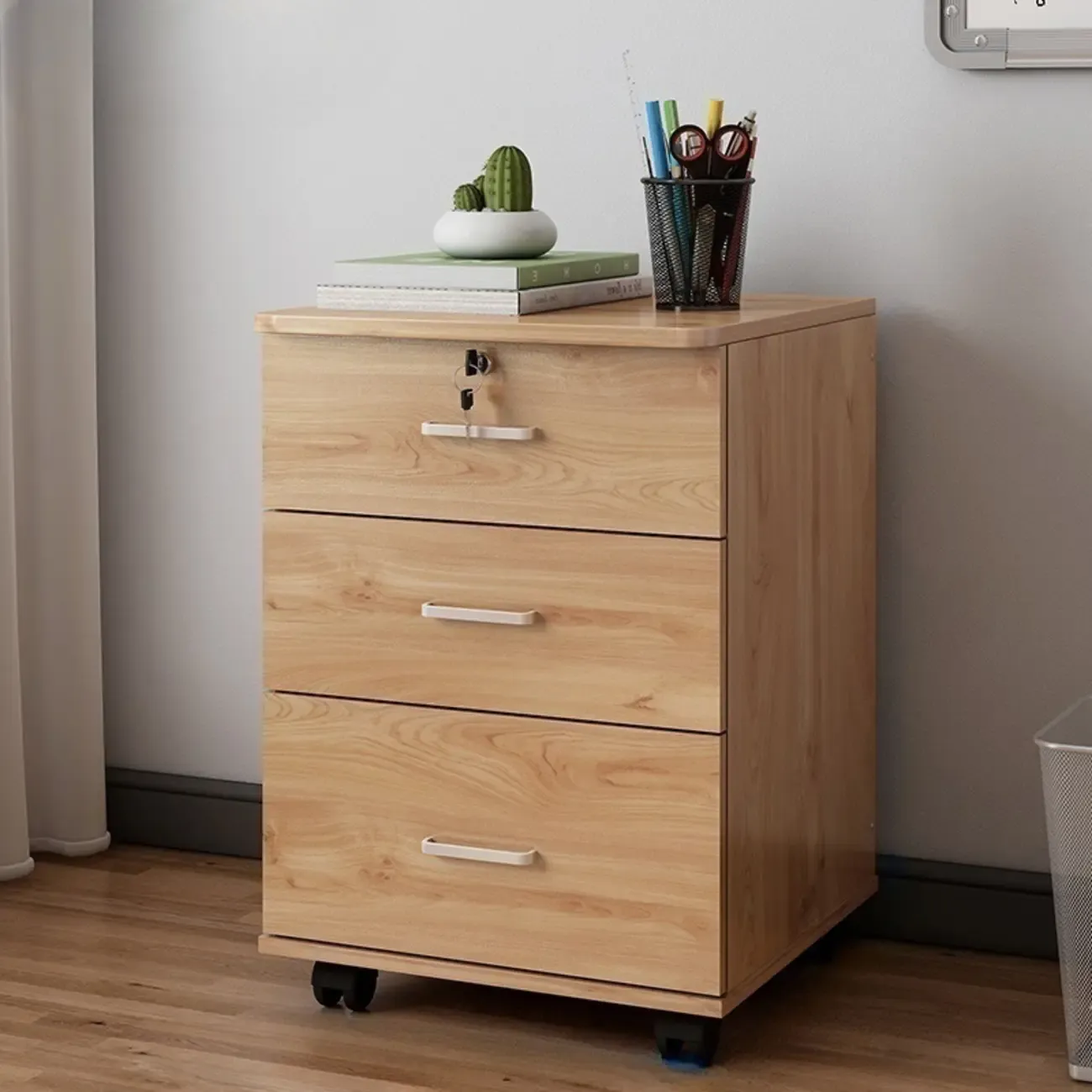 Classic Wooden Filing Cabinets with 3-Locking Drawers for Office Image - 25