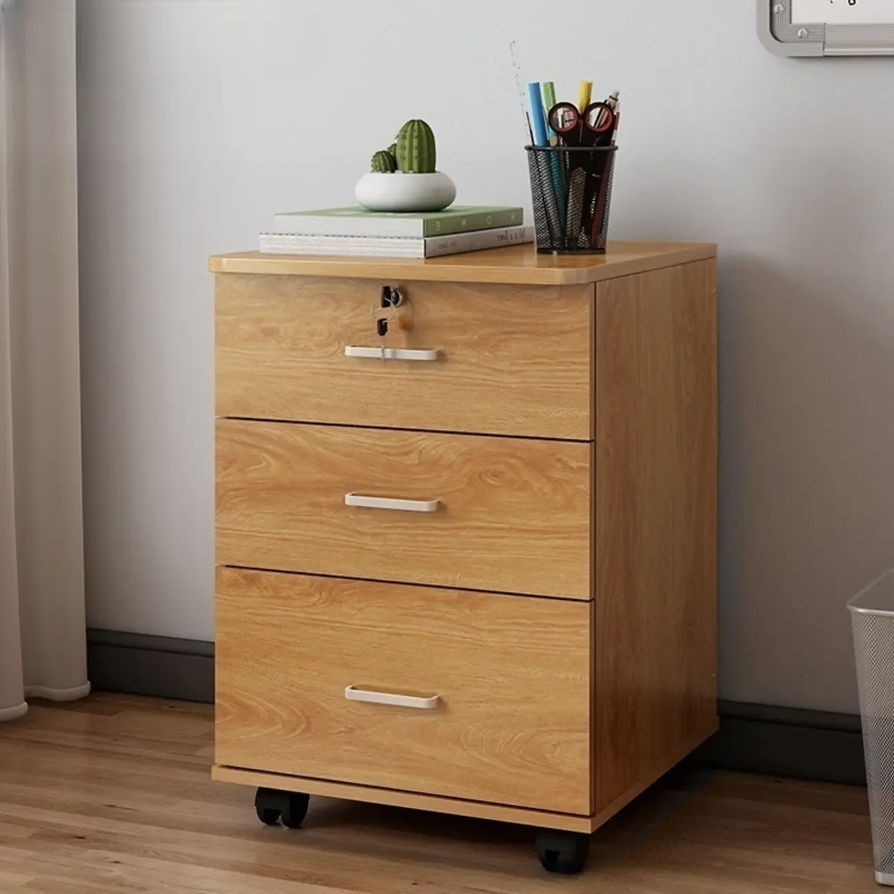 Classic Wooden Filing Cabinets with 3-Locking Drawers for Office Image - 26