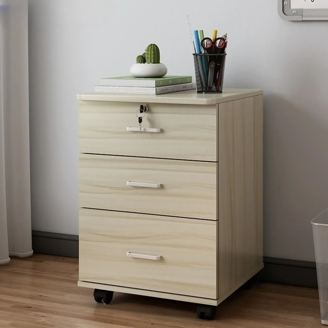 Classic Wooden Filing Cabinets with 3-Locking Drawers for Office Image - 28