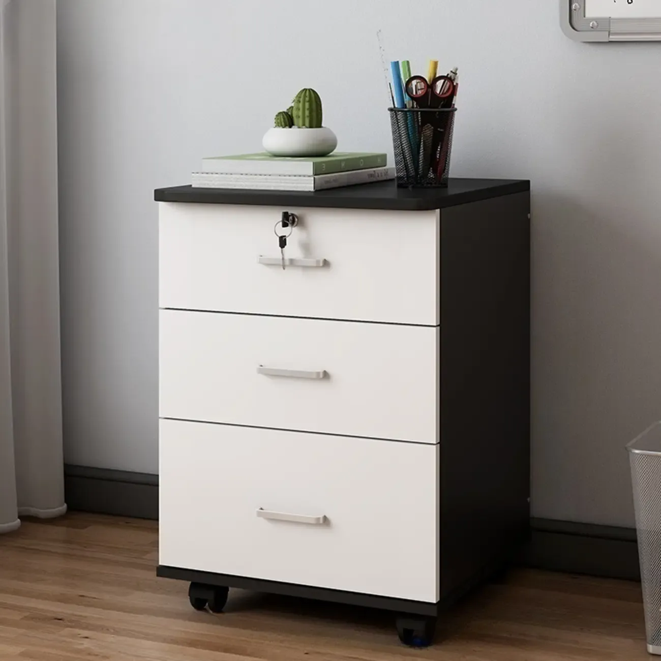 Classic Wooden Filing Cabinets with 3-Locking Drawers for Office Image - 29