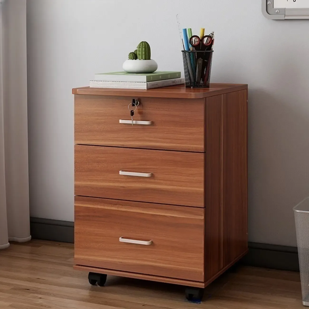 Classic Wooden Filing Cabinets with 3-Locking Drawers for Office Image - 30