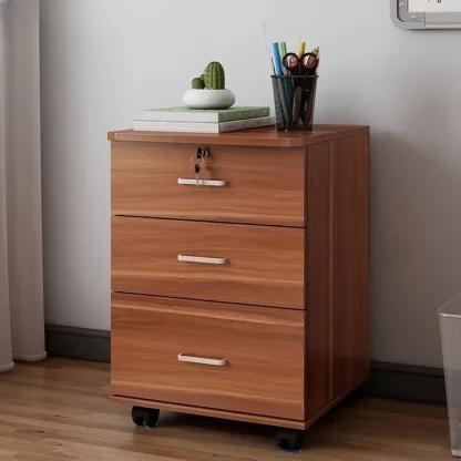 Classic Wooden Filing Cabinets with 3-Locking Drawers for Office Image - 30