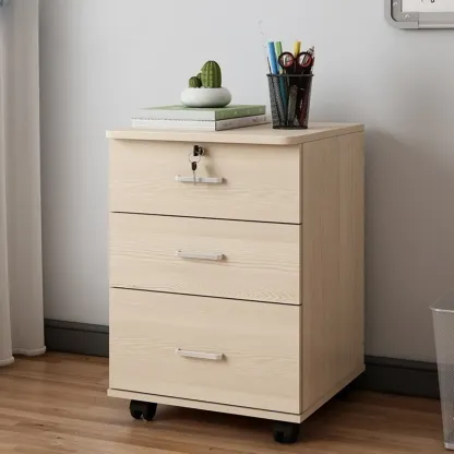 Classic Wooden Filing Cabinets with 3-Locking Drawers for Office Image - 31