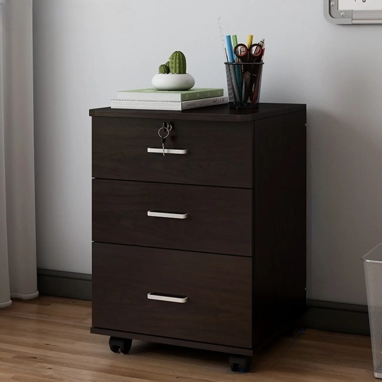 Classic Wooden Filing Cabinets with 3-Locking Drawers for Office Image - 32 | homeyfad