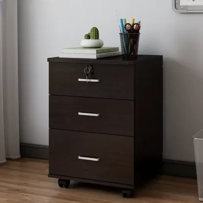 Classic Wooden Filing Cabinets with 3-Locking Drawers for Office Image - 32