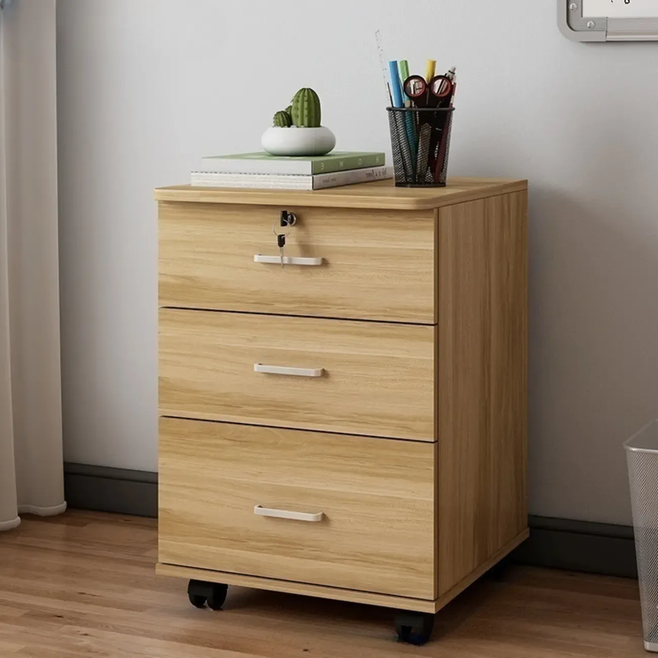 Classic Wooden Filing Cabinets with 3-Locking Drawers for Office Image - 33