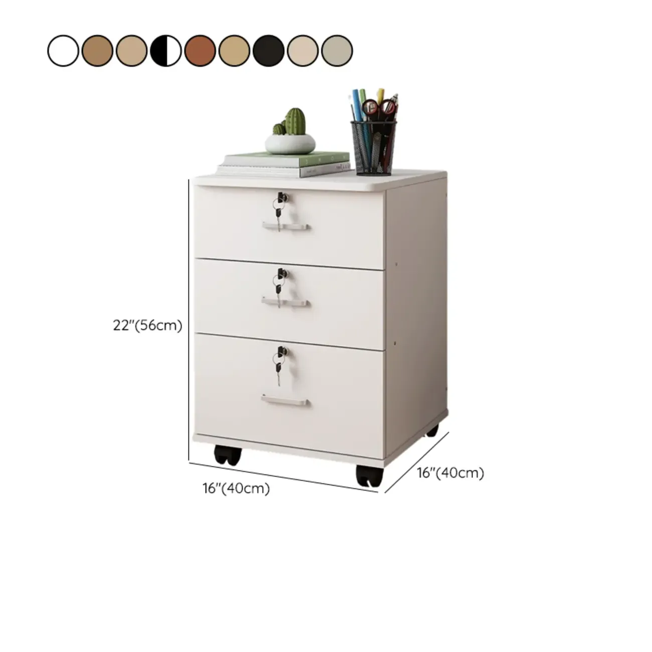 Classic Wooden Filing Cabinets with 3-Locking Drawers for Office #size