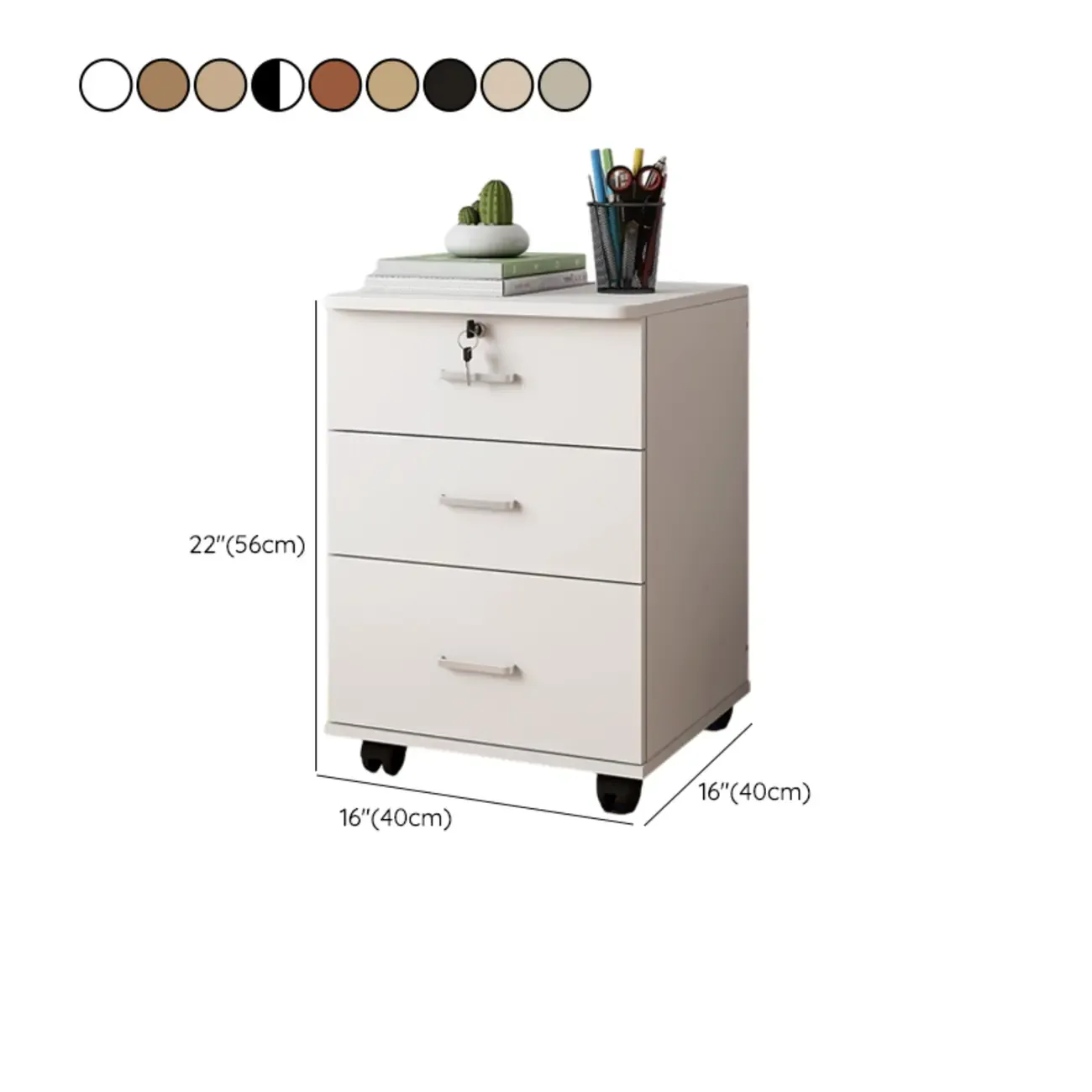 Classic Wooden Filing Cabinets with 3-Locking Drawers for Office Image - 35