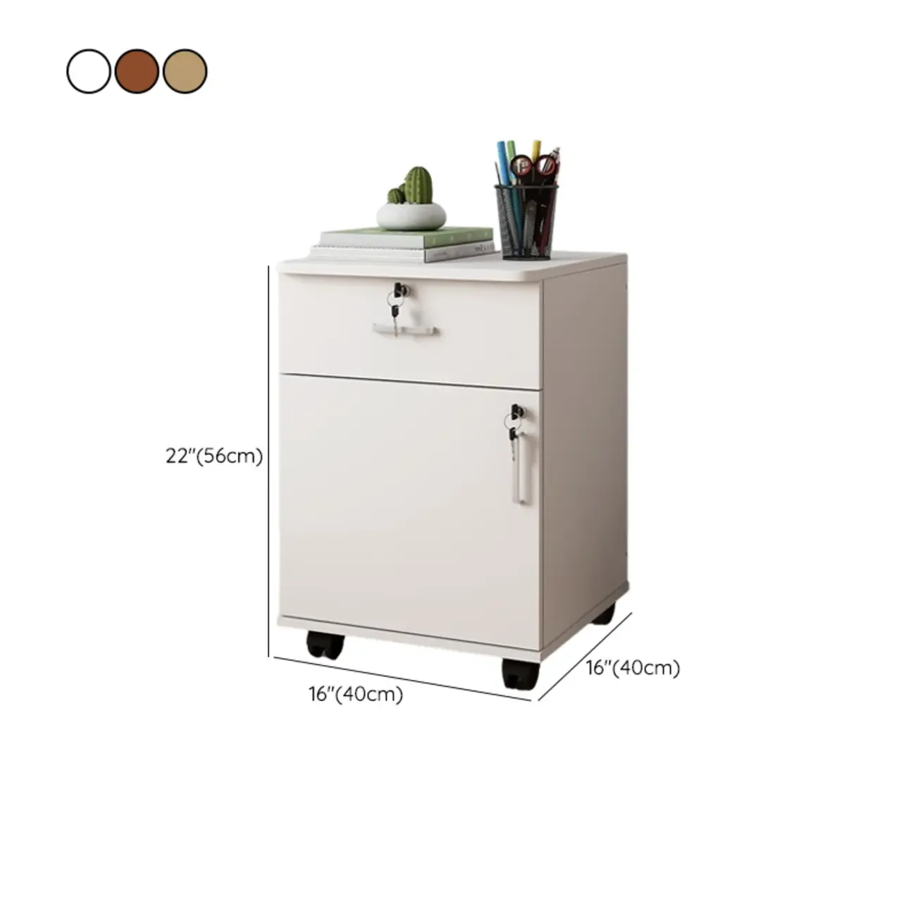 Classic Wooden Filing Cabinets with 3-Locking Drawers for Office Image - 36