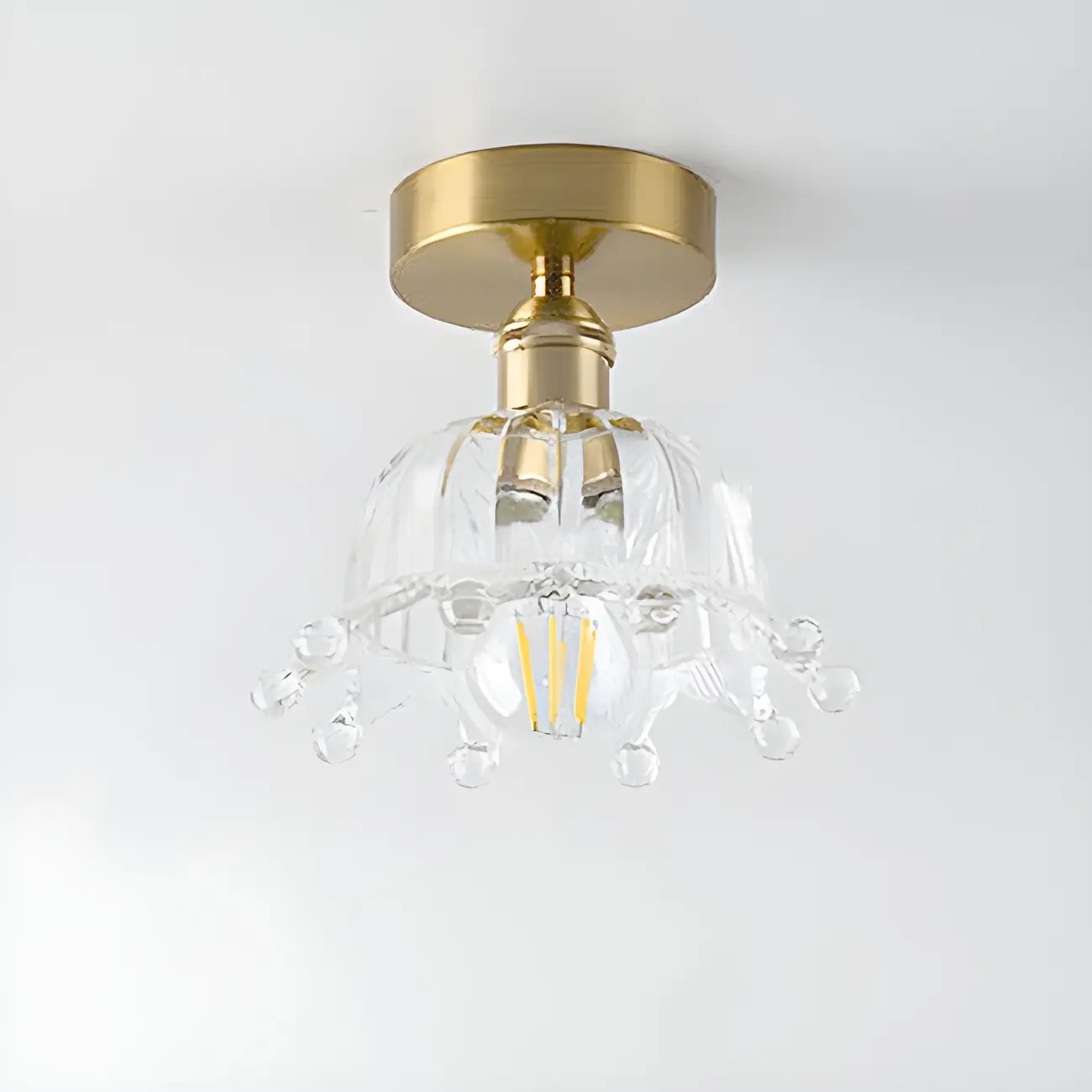Modern Gold Semi Flush Mount Ceiling Light for Living Room Image - 6 | homeyfad
