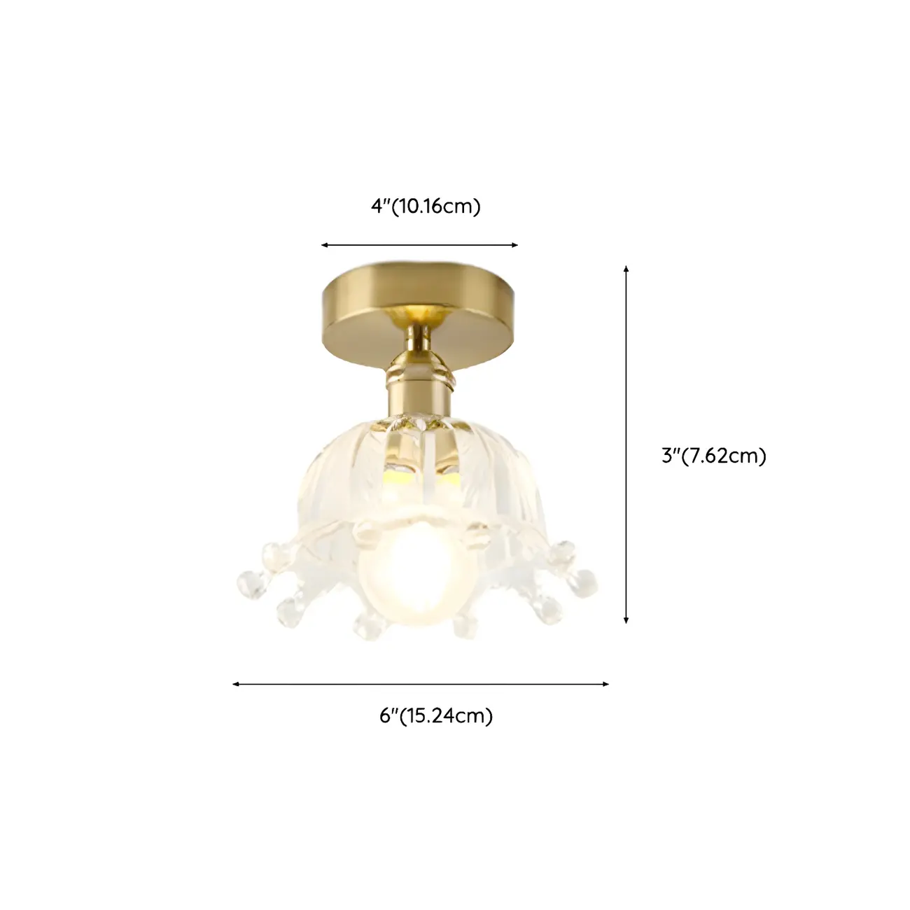 Geometric Gold Semi Flush LED Ceiling Light for Aisle Decor #size
