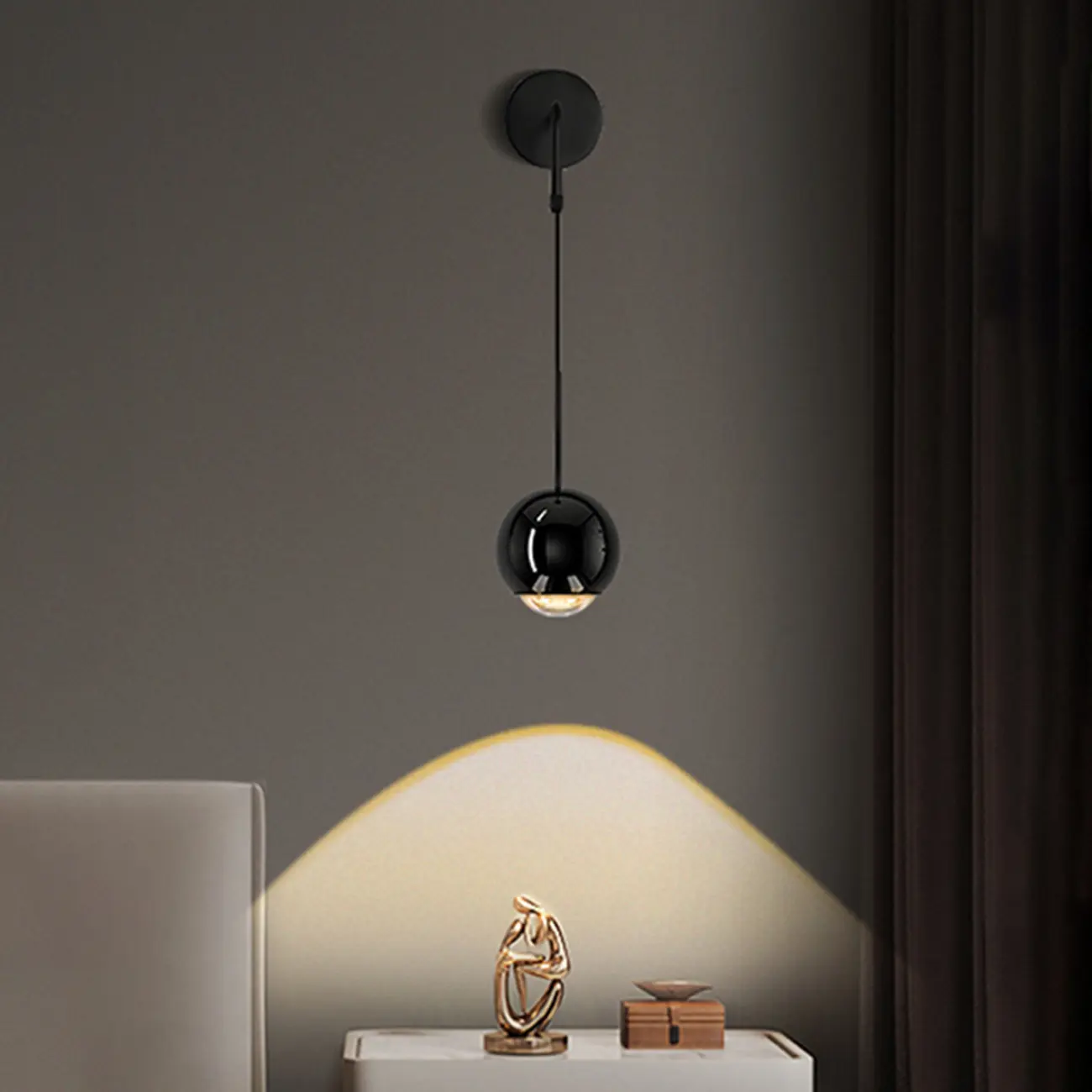 Adjustable Stylish Bedside Globe LED Wall Sconce in Dimmable | homeyfad