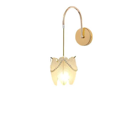 Modern Gold Glass Leaf Design Indoor Wall Light Image - 9