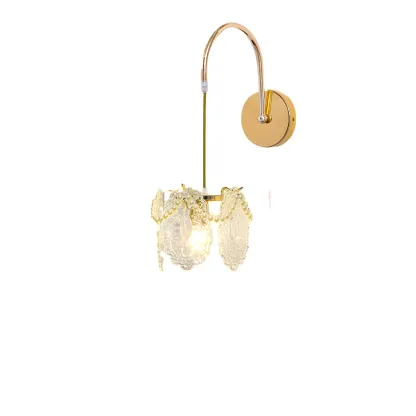 Modern Gold Glass Leaf Design Indoor Wall Light Image - 10