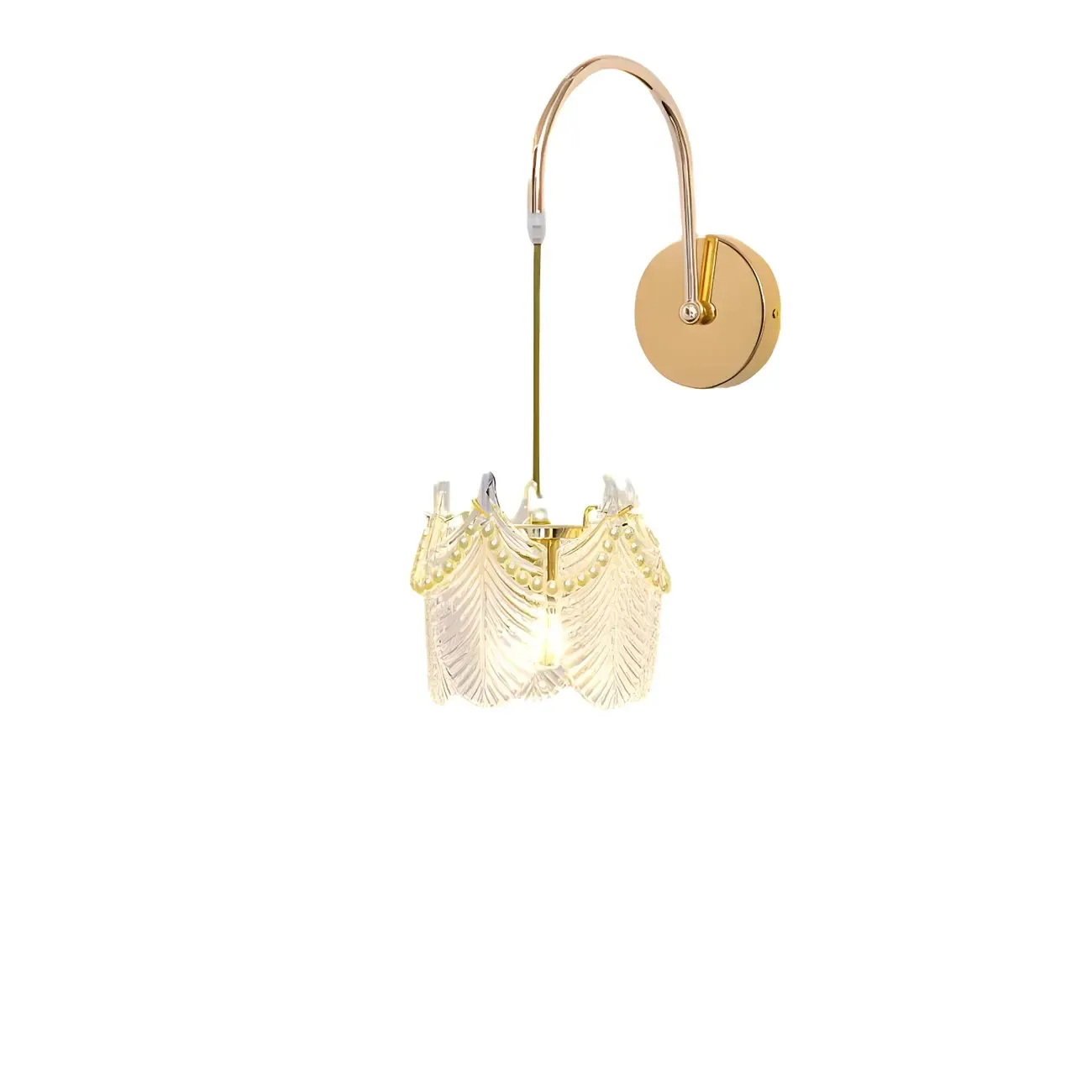 Modern Gold Glass Leaf Design Indoor Wall Light Image - 11