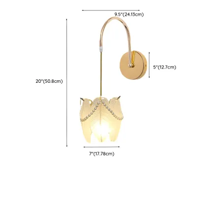 Modern Gold Glass Leaf Design Indoor Wall Light #size