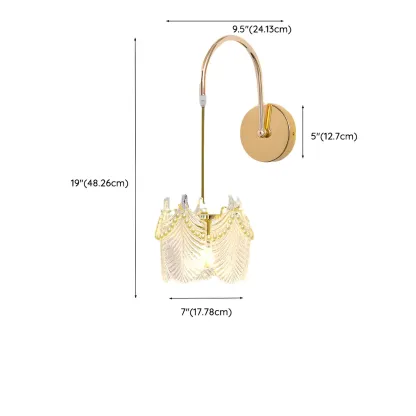 Modern Gold Glass Leaf Design Indoor Wall Light Image - 15