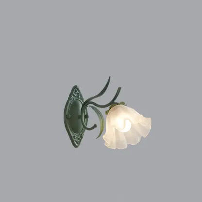 Vivid Frosted Glass Green Floral Wall Sconce Image - 5