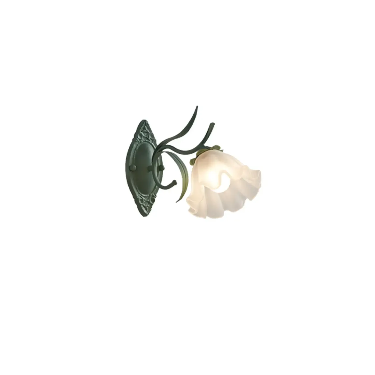Vivid Frosted Glass Green Floral Wall Sconce Image - 6