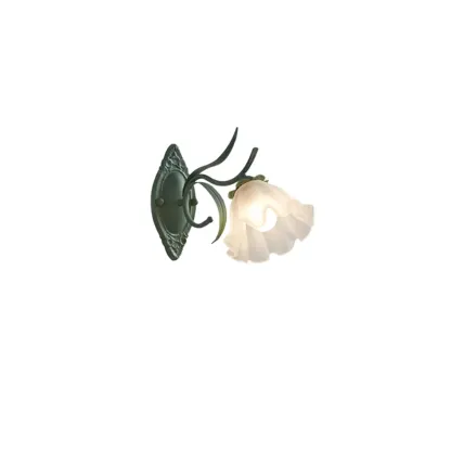 Vivid Frosted Glass Green Floral Wall Sconce Image - 6