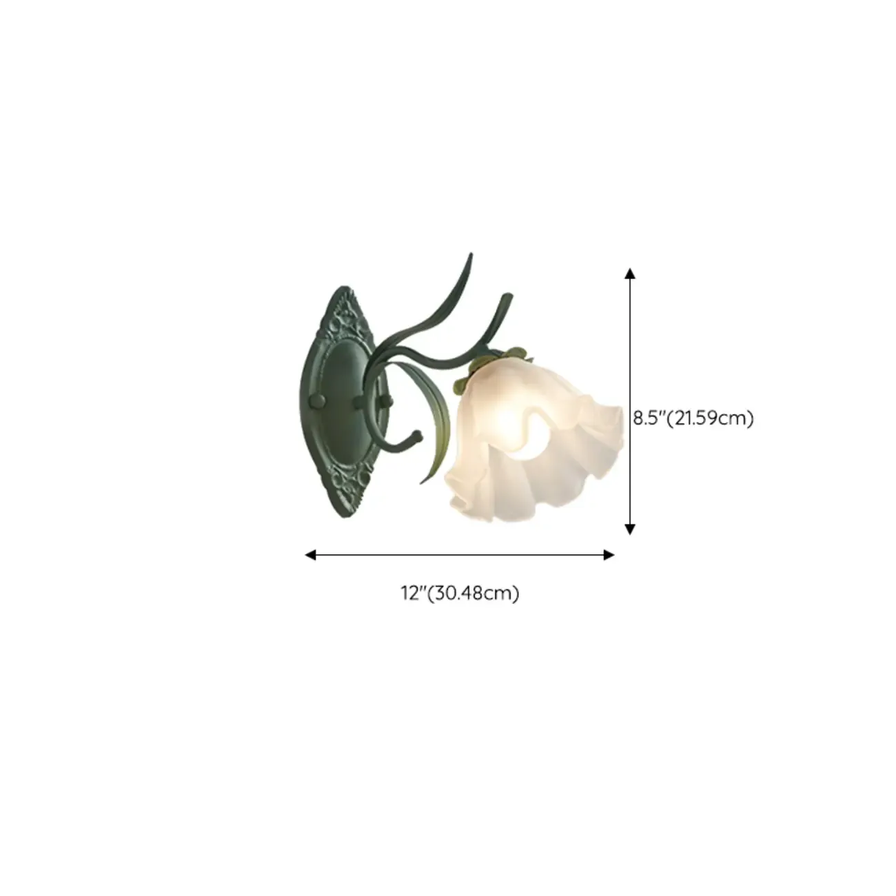 Vivid Frosted Glass Green Floral Wall Sconce #size