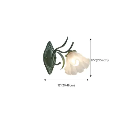 Vivid Frosted Glass Green Floral Wall Sconce #size