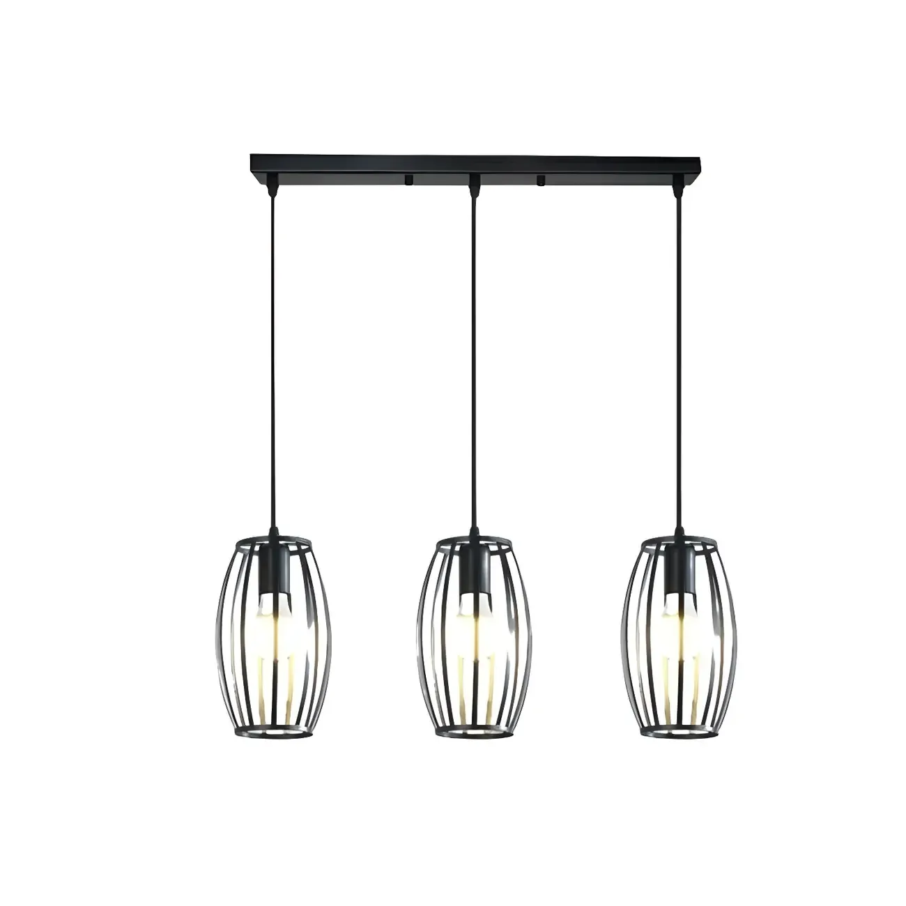 Industrial Black Geometric Adjustable Pendant Light Image - 3