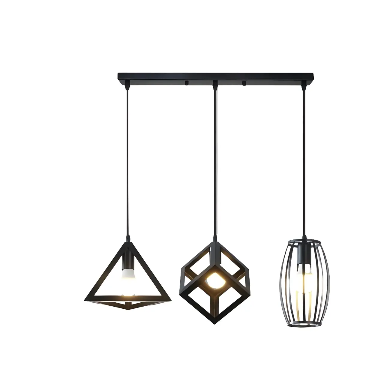 Industrial Black Geometric Adjustable Pendant Light Image - 7 | homeyfad