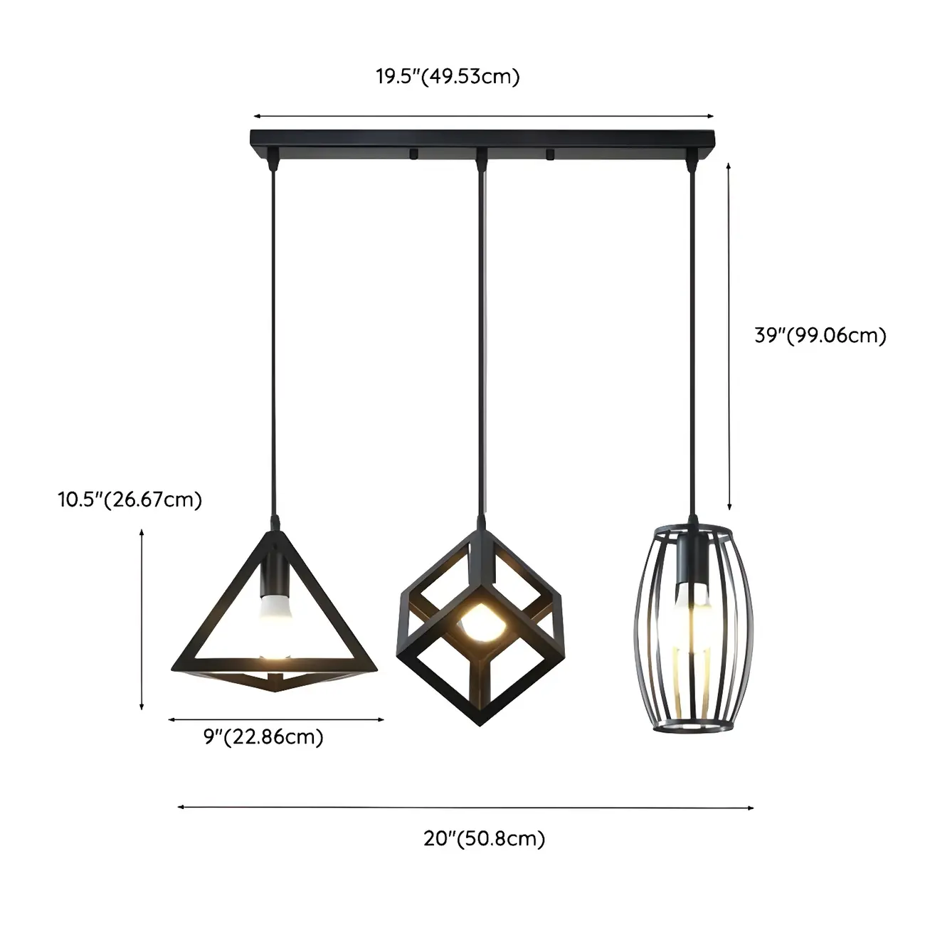 Industrial Black Geometric Adjustable Pendant Light Image - 11 | homeyfad