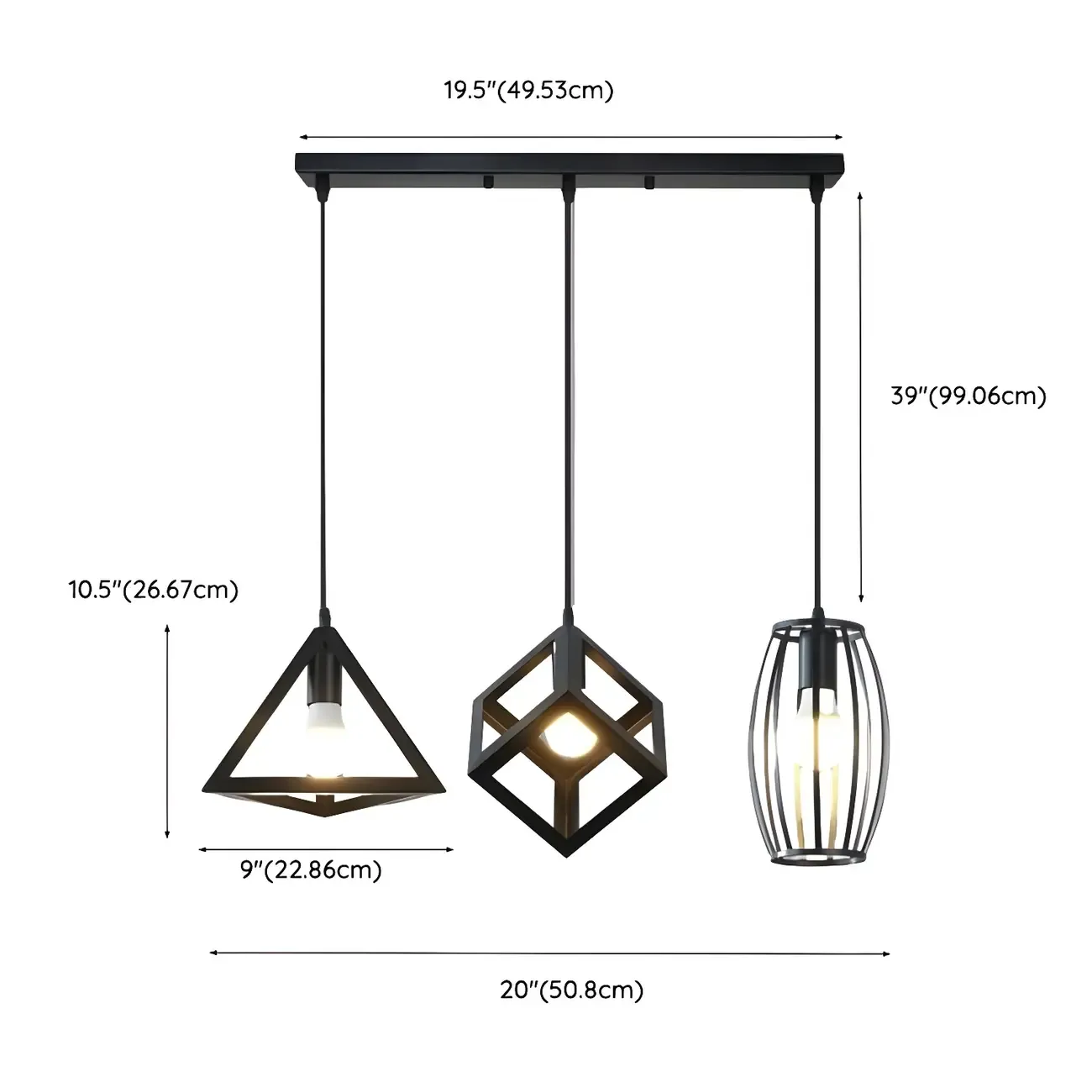 Industrial Black Geometric Adjustable Pendant Light Image - 11