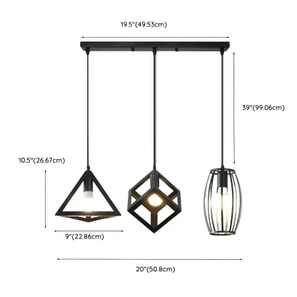 Industrial Black Geometric Adjustable Pendant Light Image - 11
