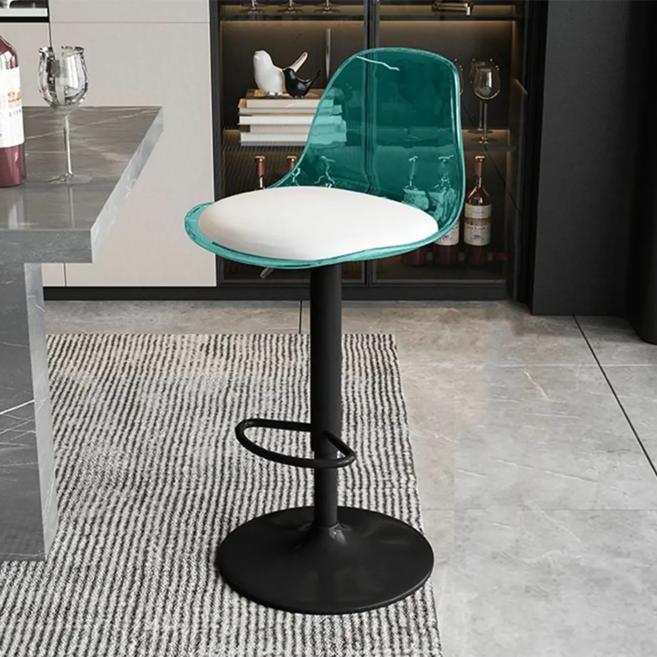 Minimalist Acrylic Adjustable Bar Stools with Cushion for Kitchen Image - 5 | homeyfad