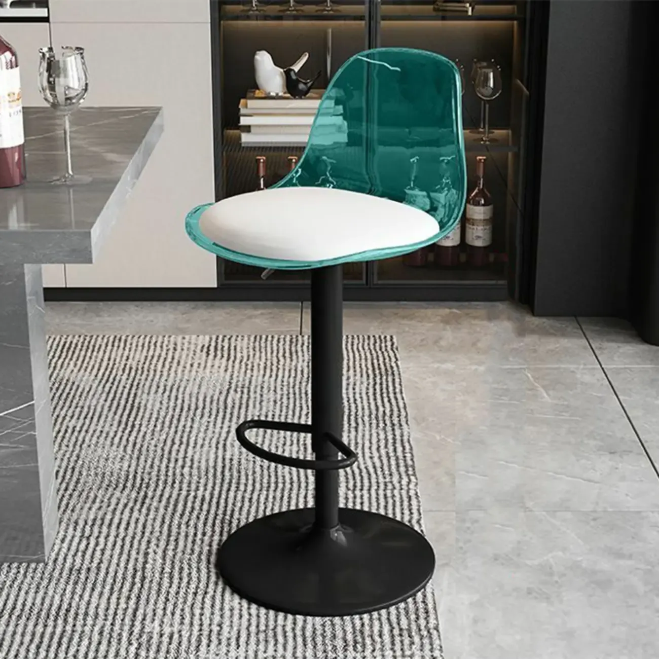 Minimalist Acrylic Adjustable Bar Stools with Cushion for Kitchen Image - 5