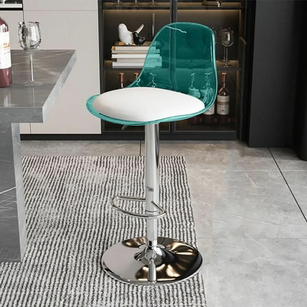 Minimalist Acrylic Adjustable Bar Stools with Cushion for Kitchen Image - 6